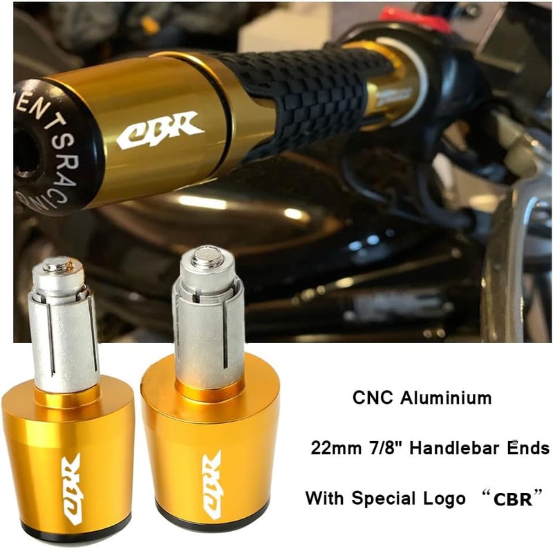 FREAXLL 2pcs Motocycle Handlebar Grip Ends 7/8" 22mm for H-onda CBR60F CBR125R CBR150R CBR250R CBR400 NC23 NC29 CBR600 F2 F3 F4 F4i CBR600RR CBR900RR CBR954RR CBR1000RR (Gold) - Image 2